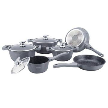 Bratpfannen- und Kochtopfset, 6 Kochgeschirr - Grau