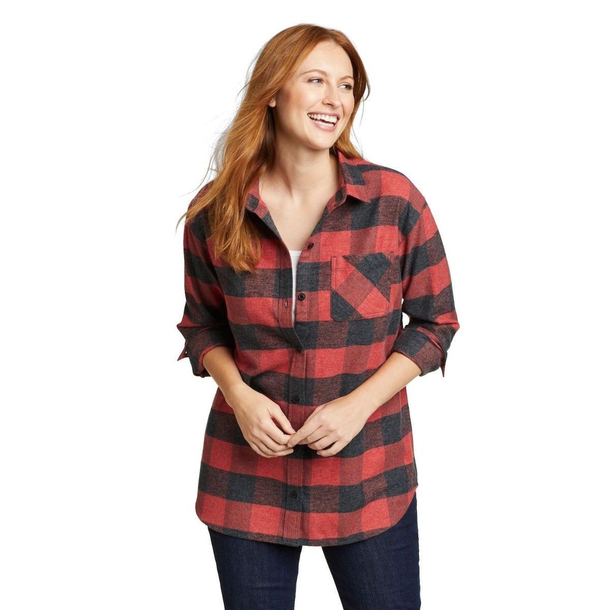 Image of Hemplify Hemd Damen Rot Bunt XS
