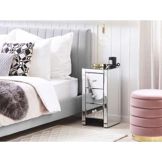 Beliani Comodino 3 cassetto en Vetro Glamour LORRIS  