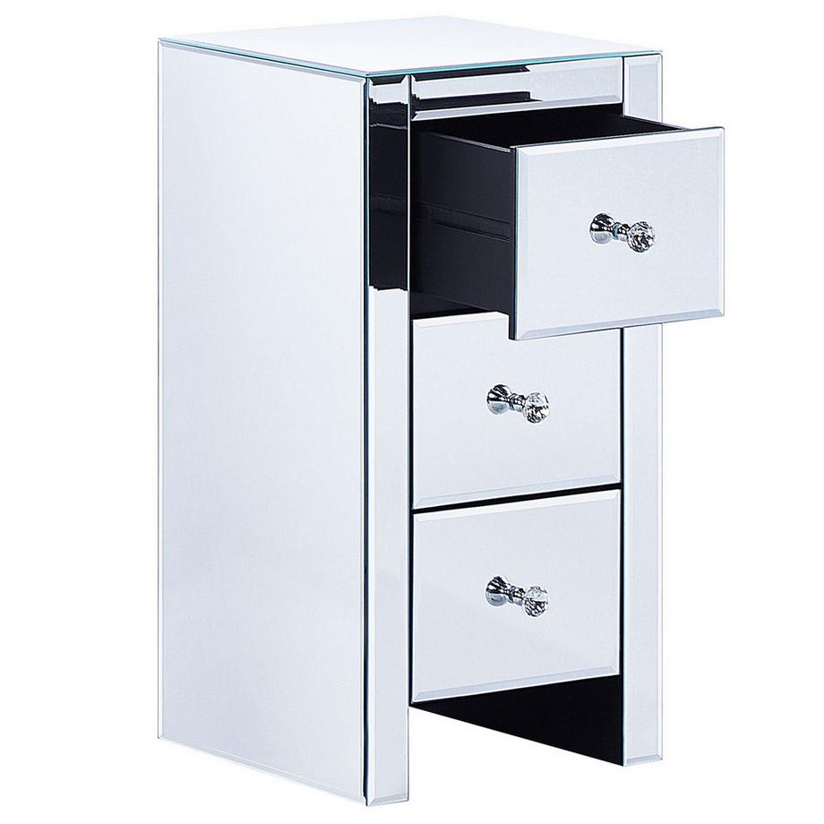 Beliani Comodino 3 cassetto en Vetro Glamour LORRIS  