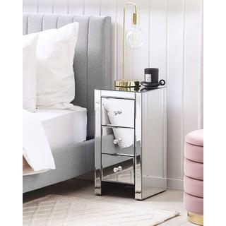 Beliani Comodino 3 cassetto en Vetro Glamour LORRIS  