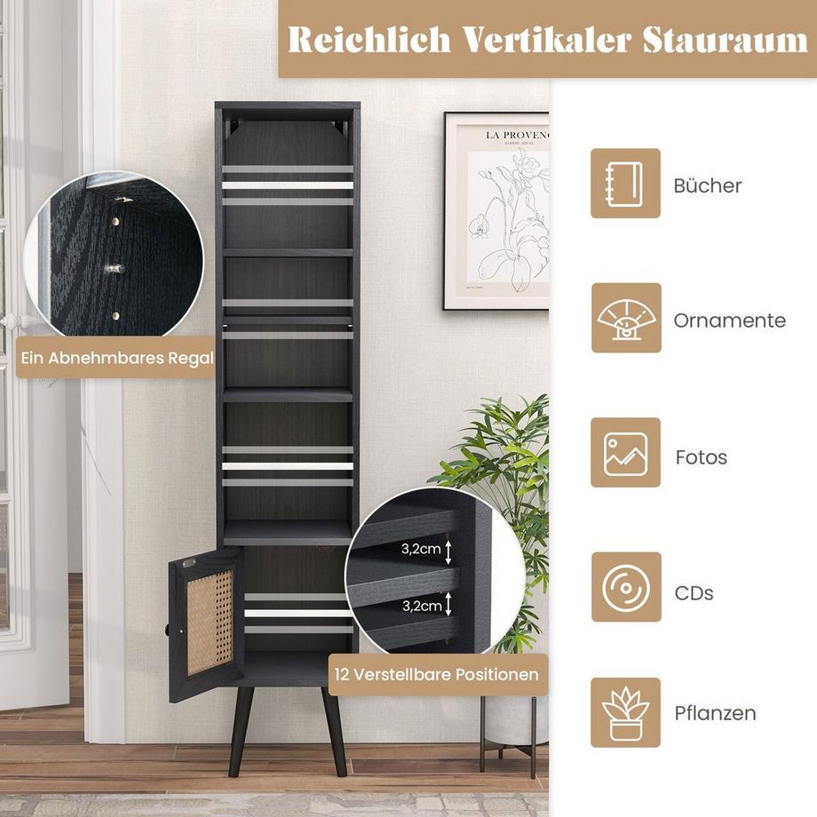 Northix Hoher Rattanschrank mit Regalen  