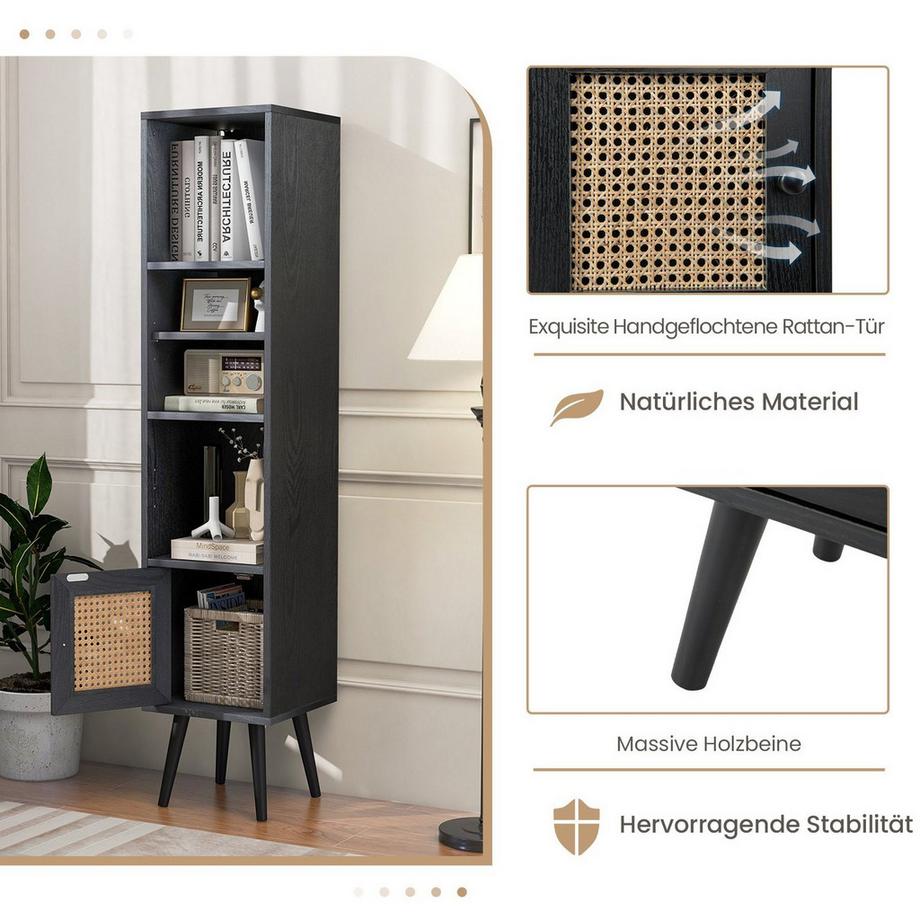 Northix Hoher Rattanschrank mit Regalen  