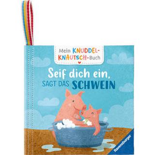 Mein Knuddel-Knautsch-Buch: Seif dich ein, sagt das Schwein; weiches Stoffbuch, waschbares Badebuch, Babyspielzeug ab 6 Monate Grimm, Sandra; Wessel, Kathrin (Illustrationen) Couverture rigide 