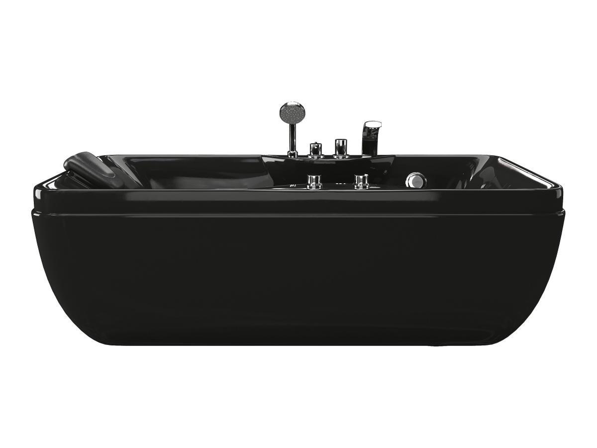 Vente-unique  Vasca da bagno balneoterapia 1 posto 140 litri 150 x 75 x 54,5 cm Nero - Angolo a destra - GAVINO 