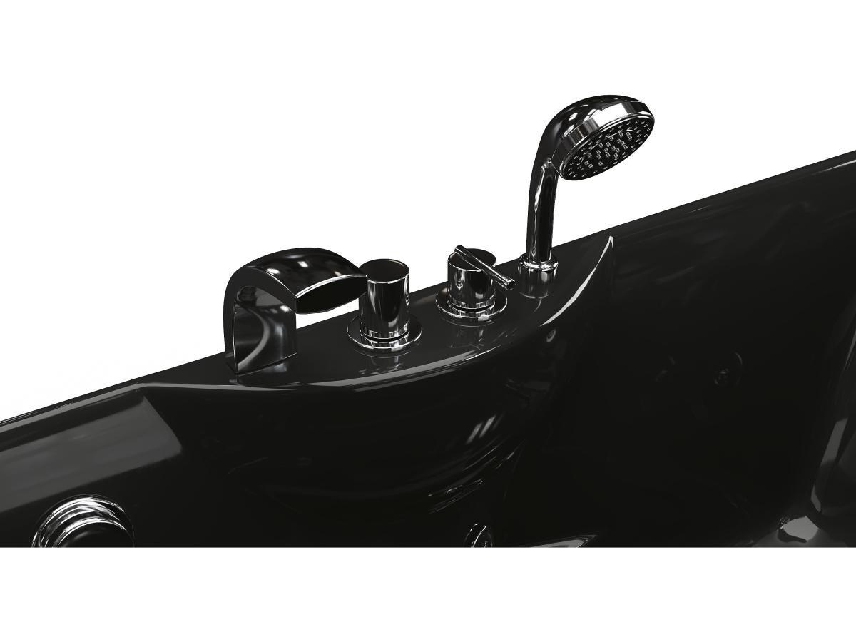 Vente-unique  Baignoire balnéo noire - 1 place - 140L - 150 x 75 x 54,5 cm - Angle droit - GAVINO 