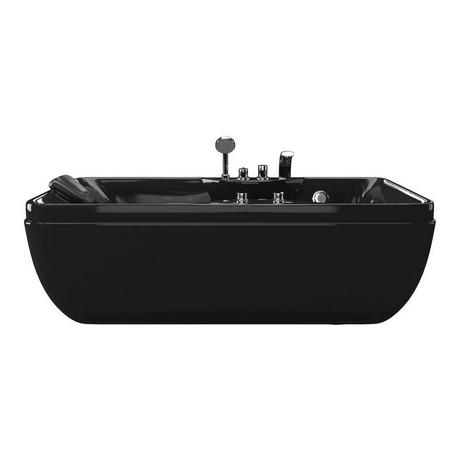 Vente-unique  Baignoire balnéo noire - 1 place - 140L - 150 x 75 x 54,5 cm - Angle droit - GAVINO 