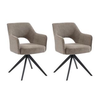 Vente-unique Lot de 2 chaises pivotantes avec accoudoirs en tissu et métal - Taupe - KONYA  