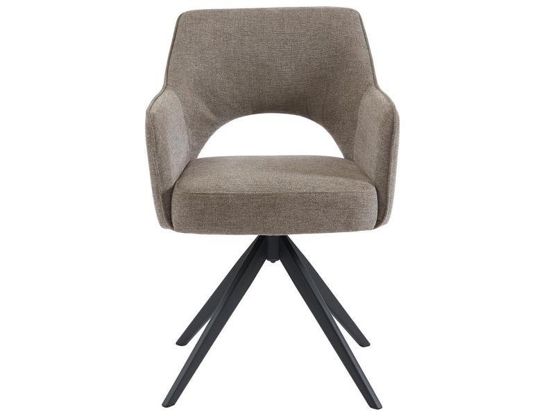 Vente-unique Sedia girevole con braccioli in Tessuto e Metallo Tortora - Lotto di 2 - KONYA  