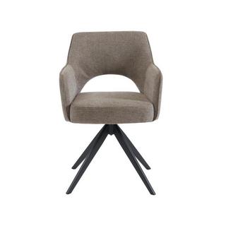 Vente-unique Lot de 2 chaises pivotantes avec accoudoirs en tissu et métal - Taupe - KONYA  