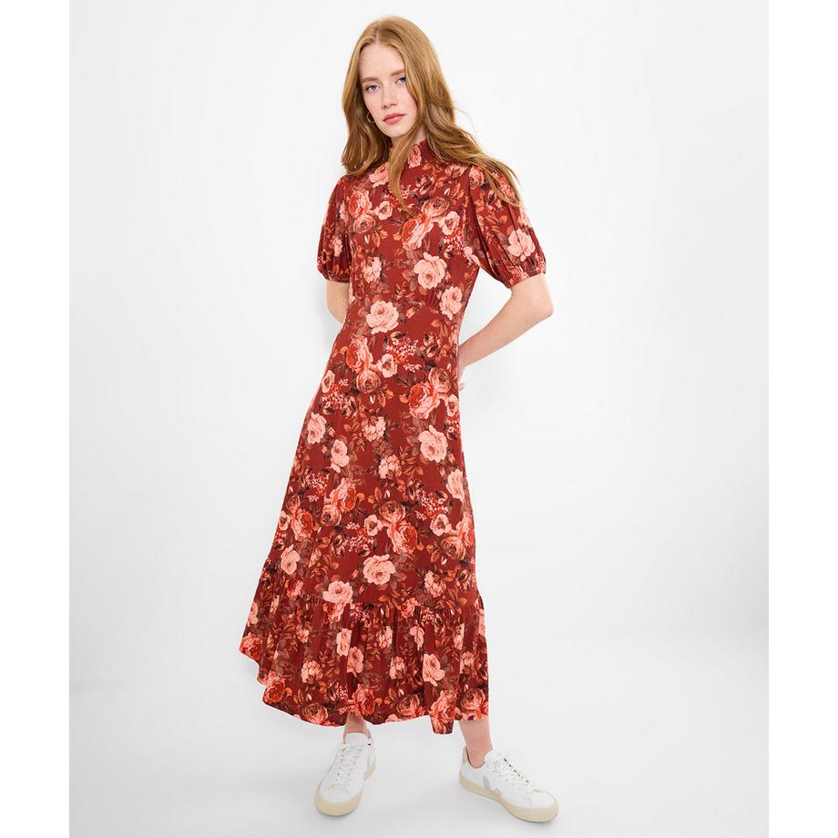 Joe Browns Robe Midi Oversize Vintage Jersey Manches Bouffantes Motif Automnal  