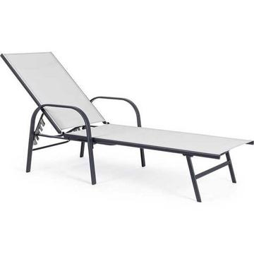 Chaise longue de jardin Arent avec accoudoirs anthracite