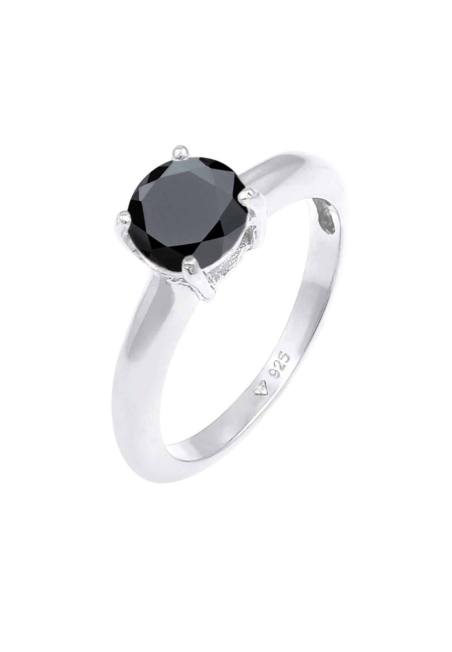 Image of Ring Solitär Klassisch Mit Zirkonia Damen Schwarz 60mm