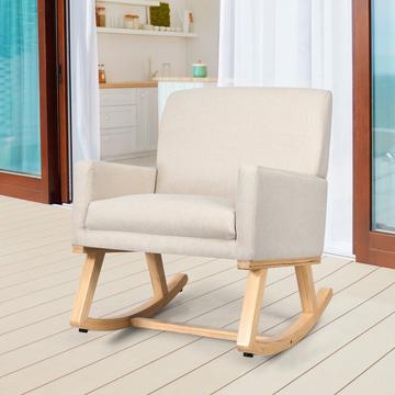 Sedia a dondolo imbottita in legno massello sedia a dondolo sedia a dondolo sedia relax beige