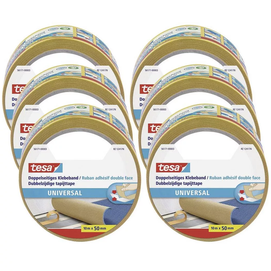 Tesa - Doppelseitiges Klebeband, 10 m, Multicolor
