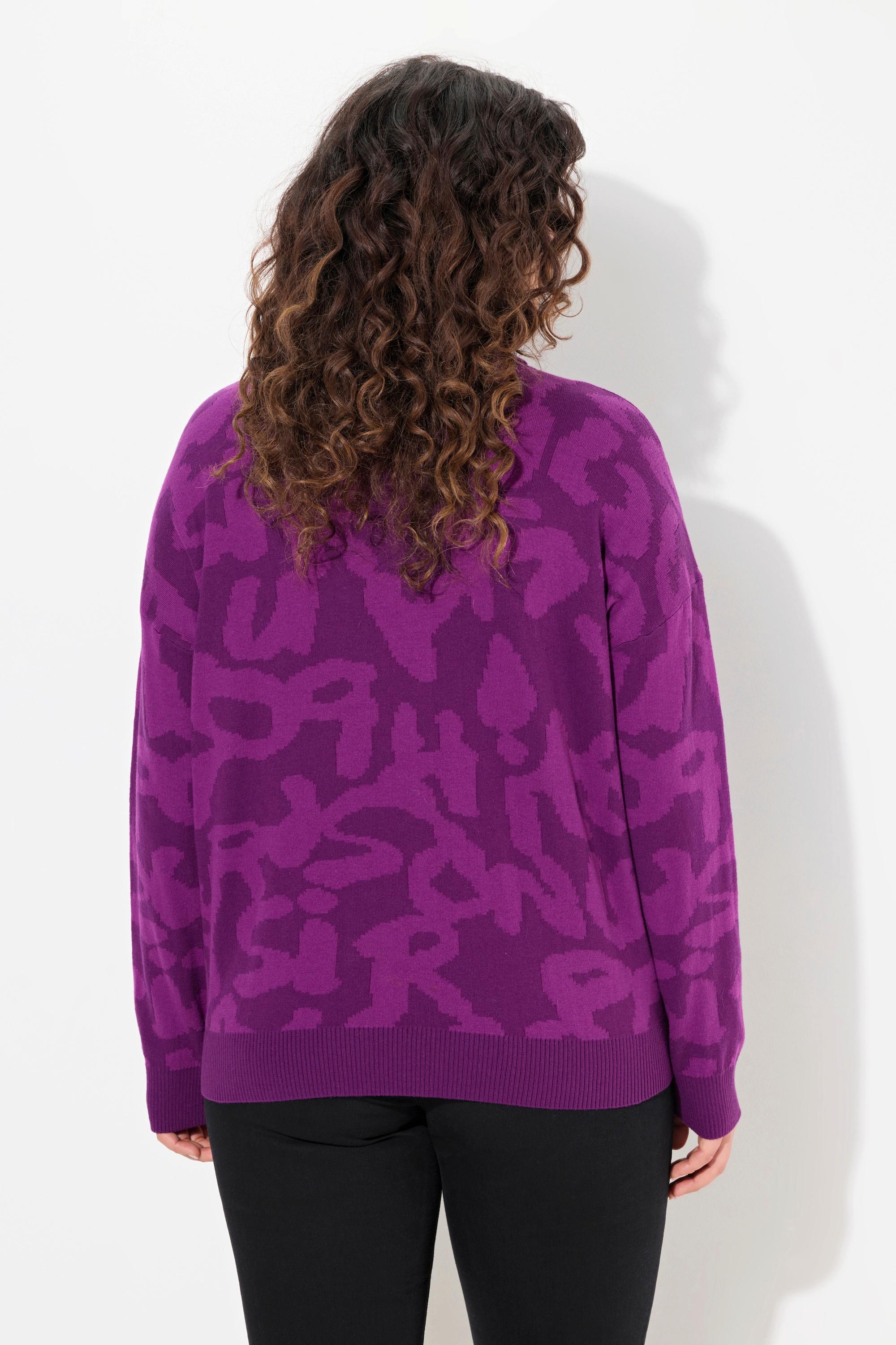 Ulla Popken Pull Col Roulé Côtelé Manches Longues Motif Lettres  