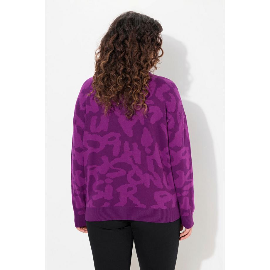 Ulla Popken Buchstaben Gerippter Rollkragen Langarm Pullover  