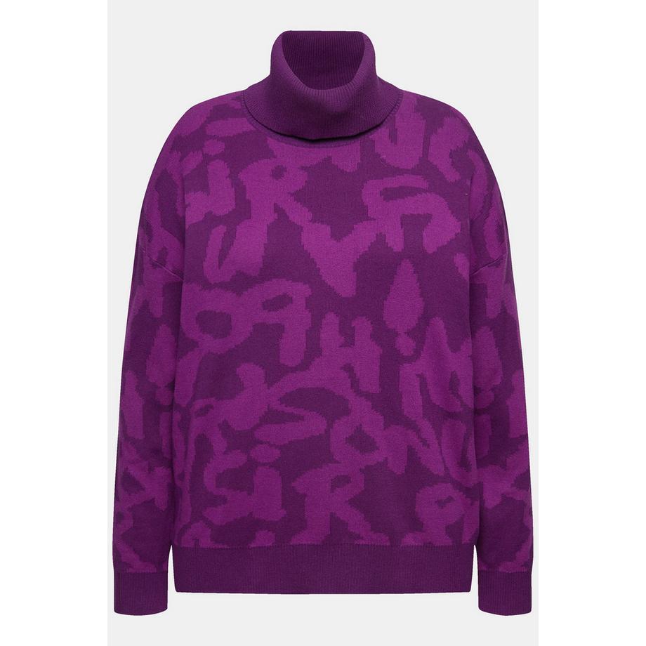Ulla Popken Buchstaben Gerippter Rollkragen Langarm Pullover  