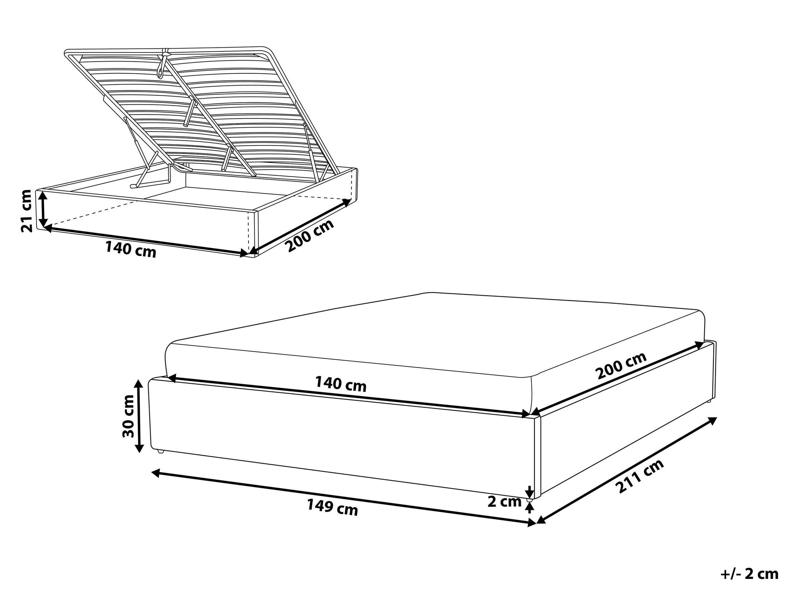 Beliani Letto con ottomano en Poliestere Scandinavo DINAN  