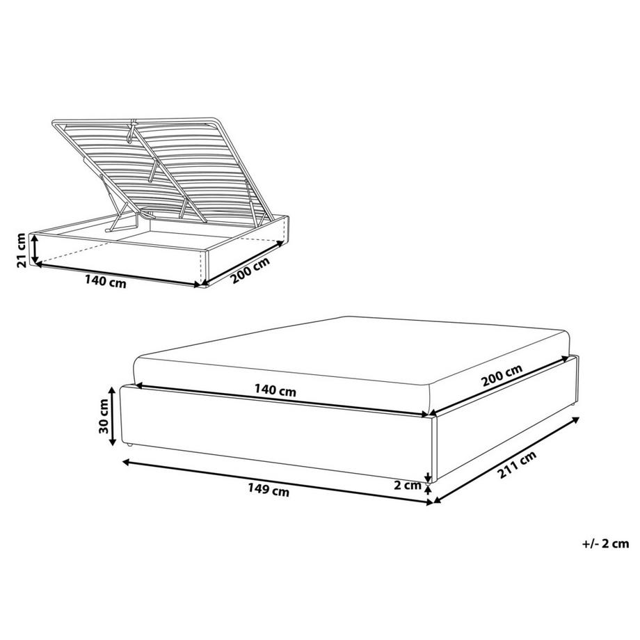Beliani Lit ottoman sans tête de lit en Tissu Scandinave DINAN  