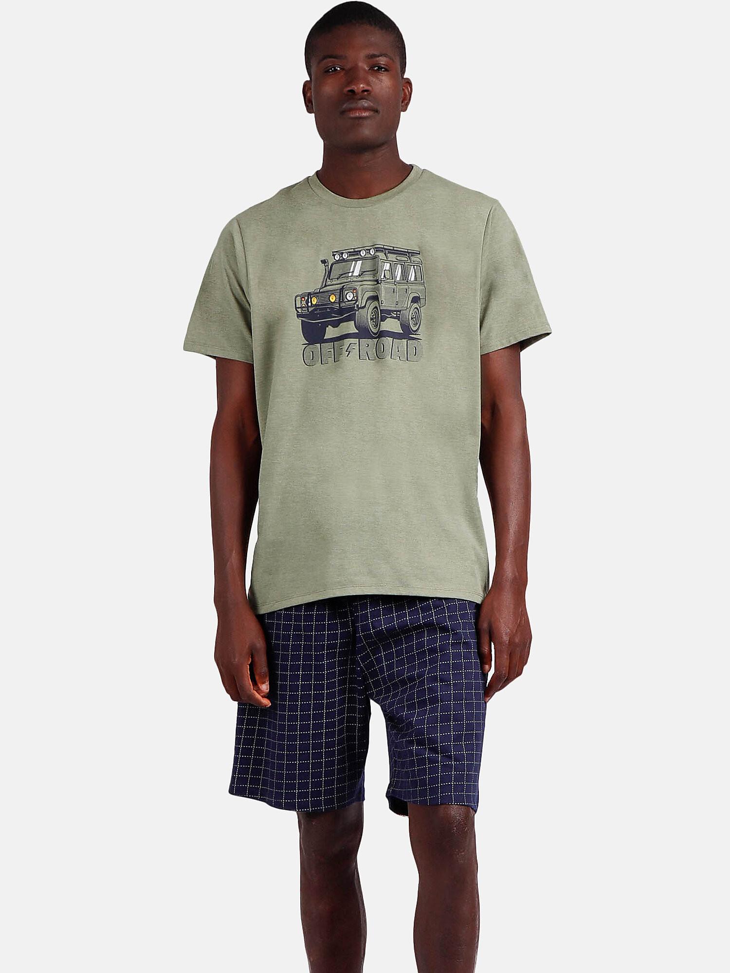 Image of Pyjama Hausanzug Shorts T-shirt Road Herren Militärgrün XXL