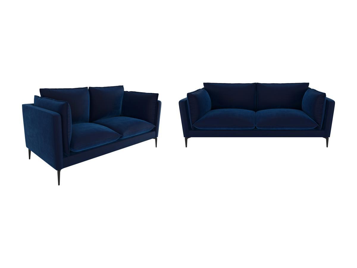 Image of Sofas 3-Sitzer & 2-Sitzer - Samt - Dunkelblau - KESTREL II Sofas 3-Sitzer & 2-Sitzer - Samt - Dunkelblau - KESTREL II