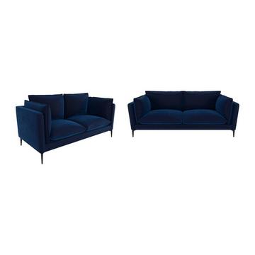 Sofas 3-Sitzer & 2-Sitzer - Samt - Dunkelblau - KESTREL II