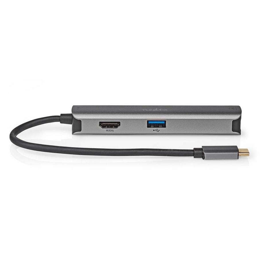 Nedis  Adattatore USB multiporta | USB 3.2 Gen 1 | USB-C™ Maschio | HDMI™ Femmina / RJ45 Femmina / 3x USB-A Femmina | 5 Gbps | 0,20 m | Rotondo | Placcato oro | PVC | Antracite | Scatola 