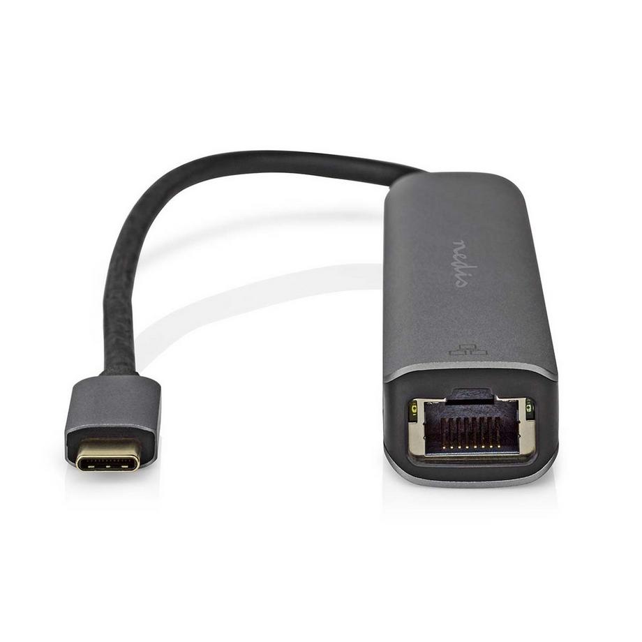 Nedis  Adattatore USB multiporta | USB 3.2 Gen 1 | USB-C™ Maschio | HDMI™ Femmina / RJ45 Femmina / 3x USB-A Femmina | 5 Gbps | 0,20 m | Rotondo | Placcato oro | PVC | Antracite | Scatola 