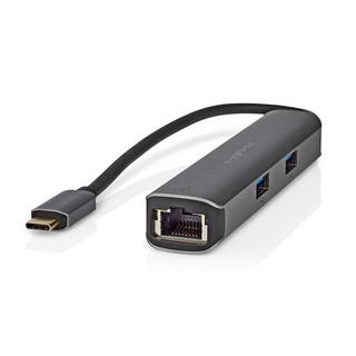 Nedis  USB-Multi-Port-Adapter | USB 3.2 Gen 1 | USB-C™ Stecker | HDMI™ Buchse / RJ45 Buchse / 3x USB-A Buchse | 5 Gbps | 0,20 m | Rund | Vergoldet | PVC | Anthrazit | Box 