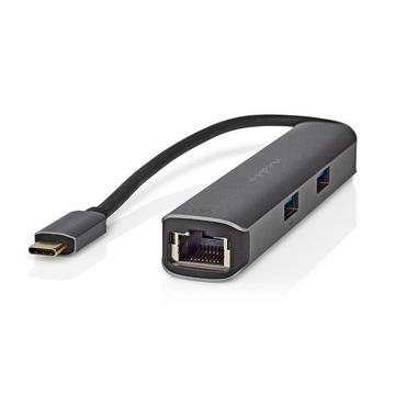 Adaptateur multiport USB | USB 3.2 Gen 1 | USB-C™ mâle | HDMI™ femelle / RJ45 femelle / 3x USB-A femelle | 5 Gbps | 0.20 m | Rond | Plaqué or | PVC | Anthracite | Boîte