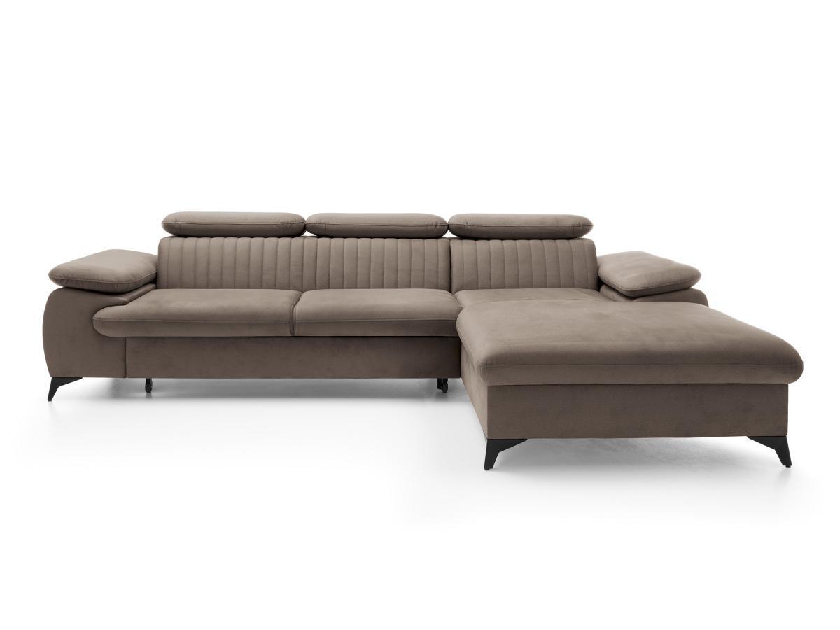 PASCAL MORABITO Ecksofa mit Schlaffunktion - Ecke rechts - Samt - Taupe - SAMARA von PASCAL MORABITO  