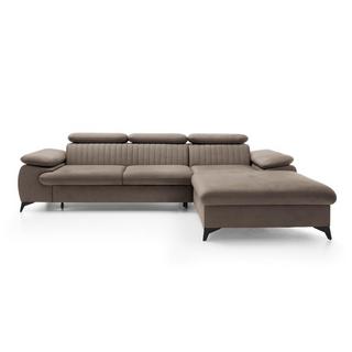 PASCAL MORABITO Ecksofa mit Schlaffunktion - Ecke rechts - Samt - Taupe - SAMARA von PASCAL MORABITO  