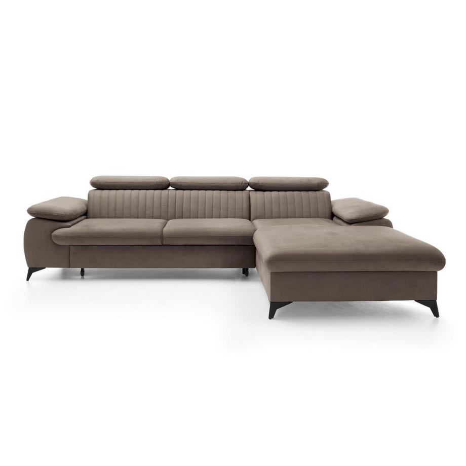 PASCAL MORABITO Ecksofa mit Schlaffunktion - Ecke rechts - Samt - Taupe - SAMARA von PASCAL MORABITO  