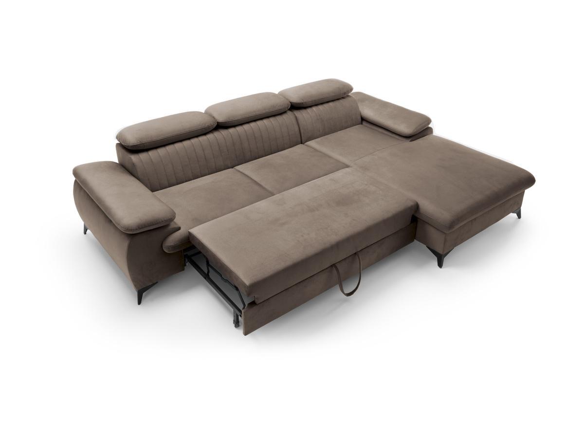 PASCAL MORABITO Ecksofa mit Schlaffunktion - Ecke rechts - Samt - Taupe - SAMARA von PASCAL MORABITO  