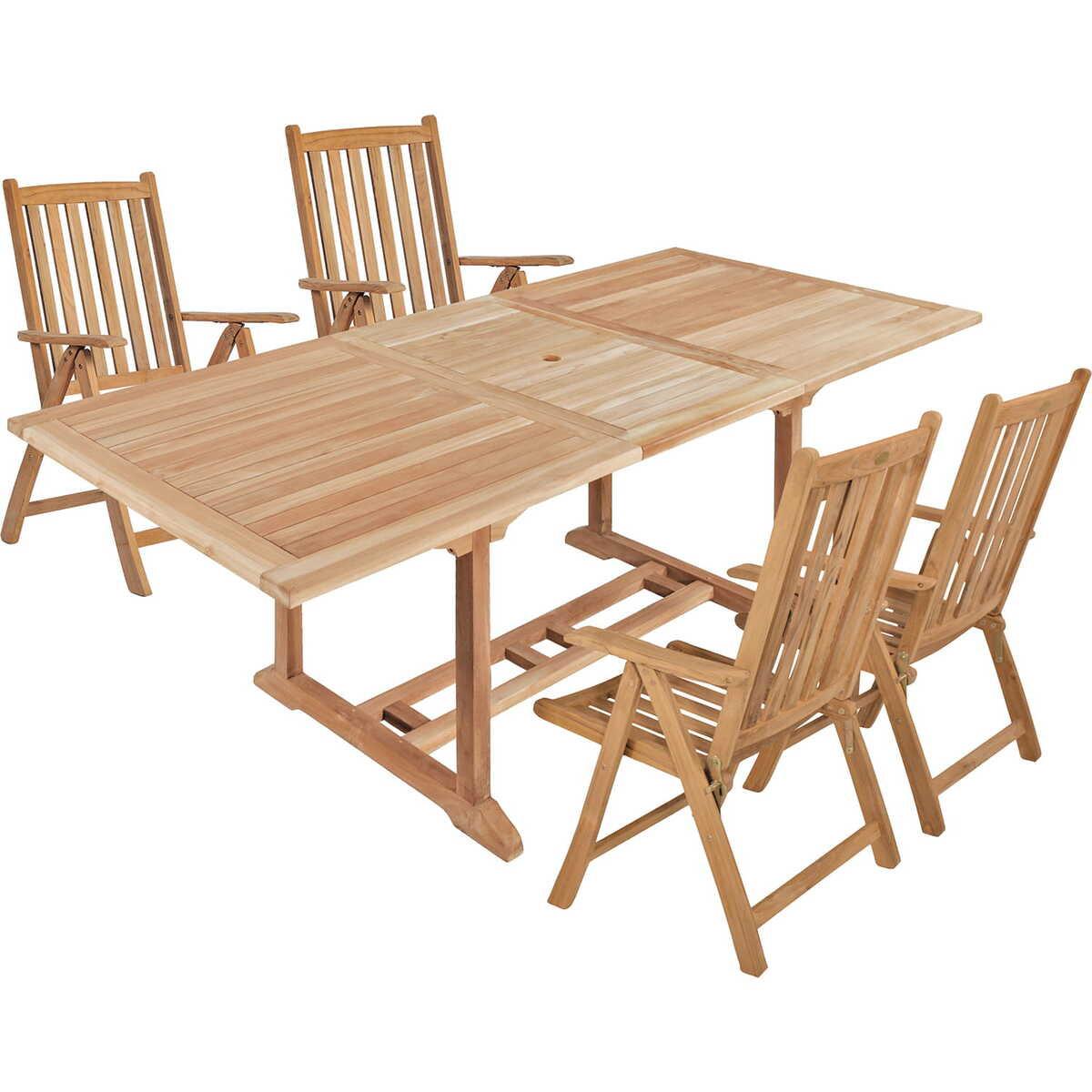 mutoni pleasure Garten Essgruppe Solo V Teak natur (5-tlg)  