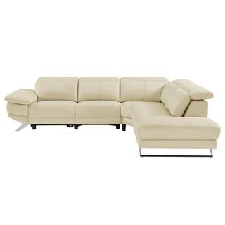 Vente-unique Ecksofa Relaxsofa elektrisch - Ecke rechts - Rindsleder - Beige - PUNO II  