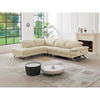 Vente-unique Ecksofa Relaxsofa elektrisch - Ecke rechts - Rindsleder - Beige - PUNO II  