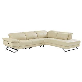 Vente-unique Ecksofa Relaxsofa elektrisch - Ecke rechts - Rindsleder - Beige - PUNO II  