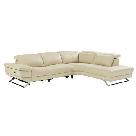 Vente-unique Ecksofa Relaxsofa elektrisch - Ecke rechts - Rindsleder - Beige - PUNO II  