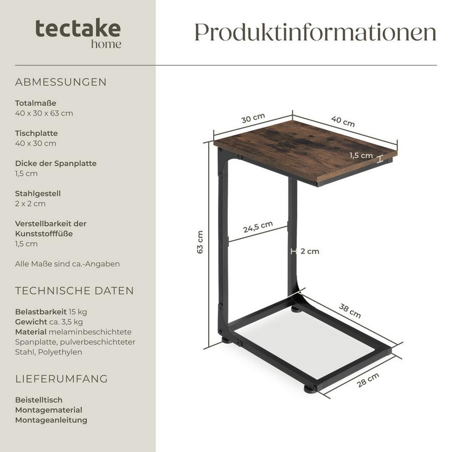 Tectake Tavolino Erie  Stile industriale  