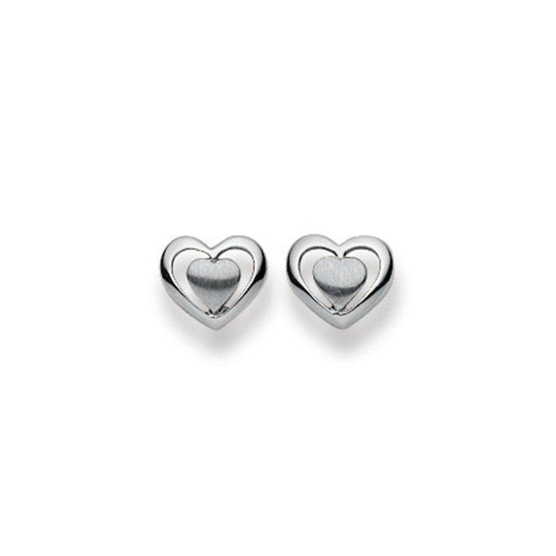 MUAU Schmuck  Pendants d'oreilles coeur or blanc 750, 7x8mm 