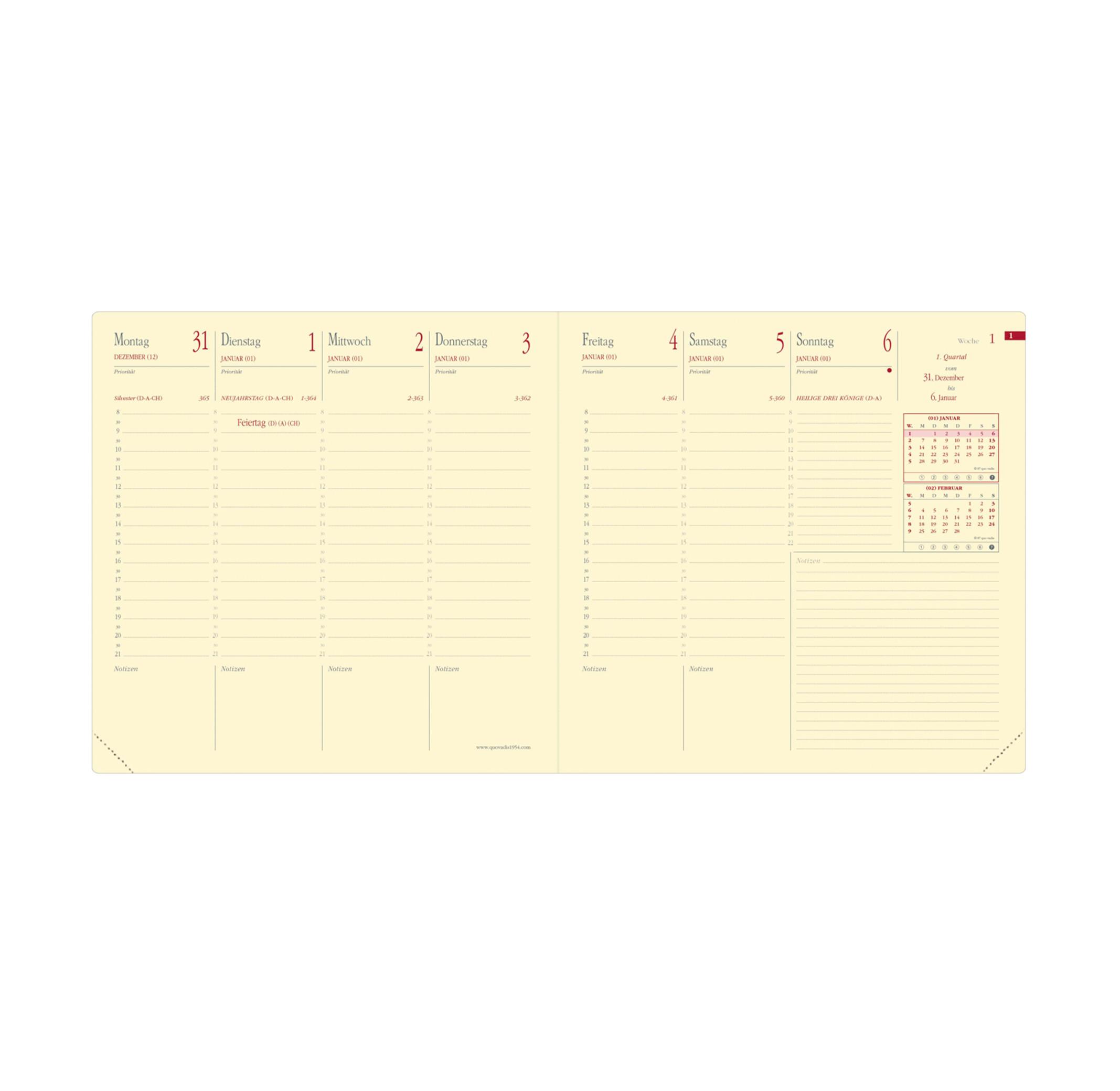 QUO-VADIS Quo Vadis - Einlagen Terminkalender - 2025 - Executif Prestige - Die Woche Planning - Deutsch - Dez/Dez - 16x16 cm - Clairefontaine-Papier Elfenbein - Hergestellt in Frankreich  