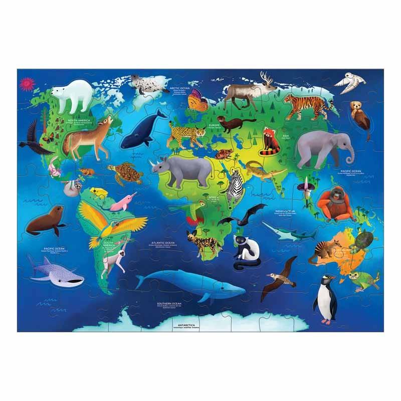 mudpuppy  Geography Puzzle, Endangered Species 80 pcs 