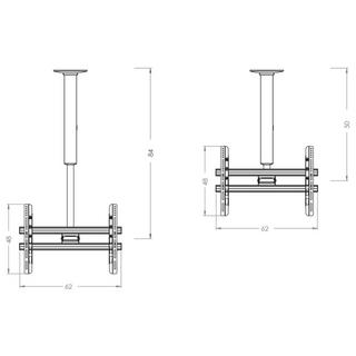 VCM Support TV universel VESA pour plafond Support TV CM4 Mini Double Support TV universel VESA pour plafond Support TV CM4 Mini Double  