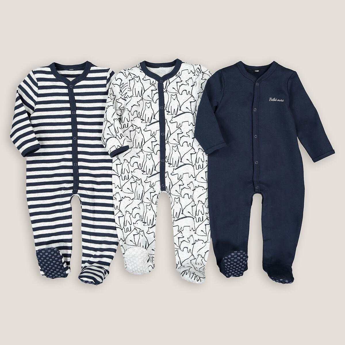 La Redoute Collections  Lot de 3 pyjamas 1 pièce en coton 