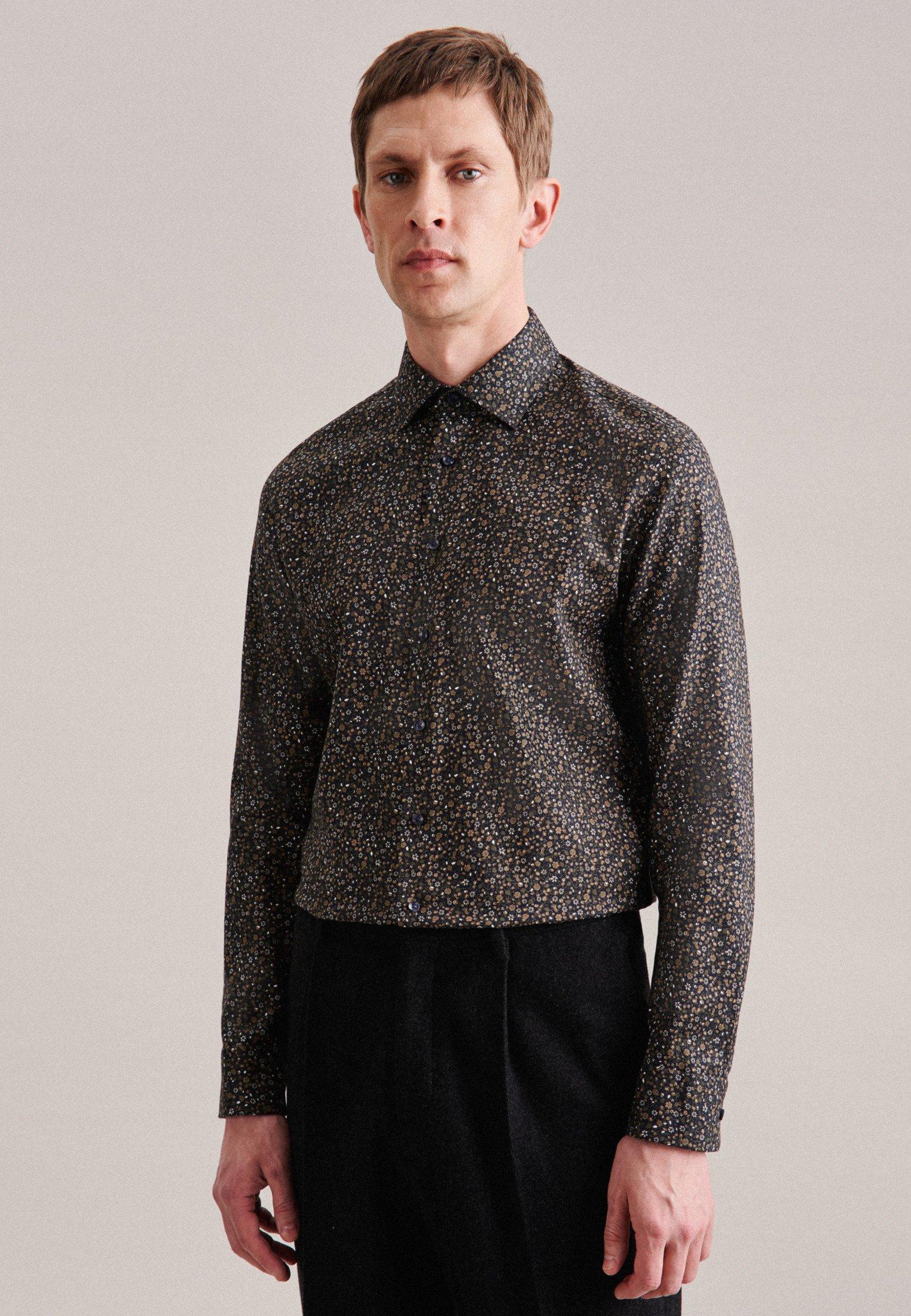 Image of Business Hemd X-slim Fit Langarm Druck Herren Grün 38