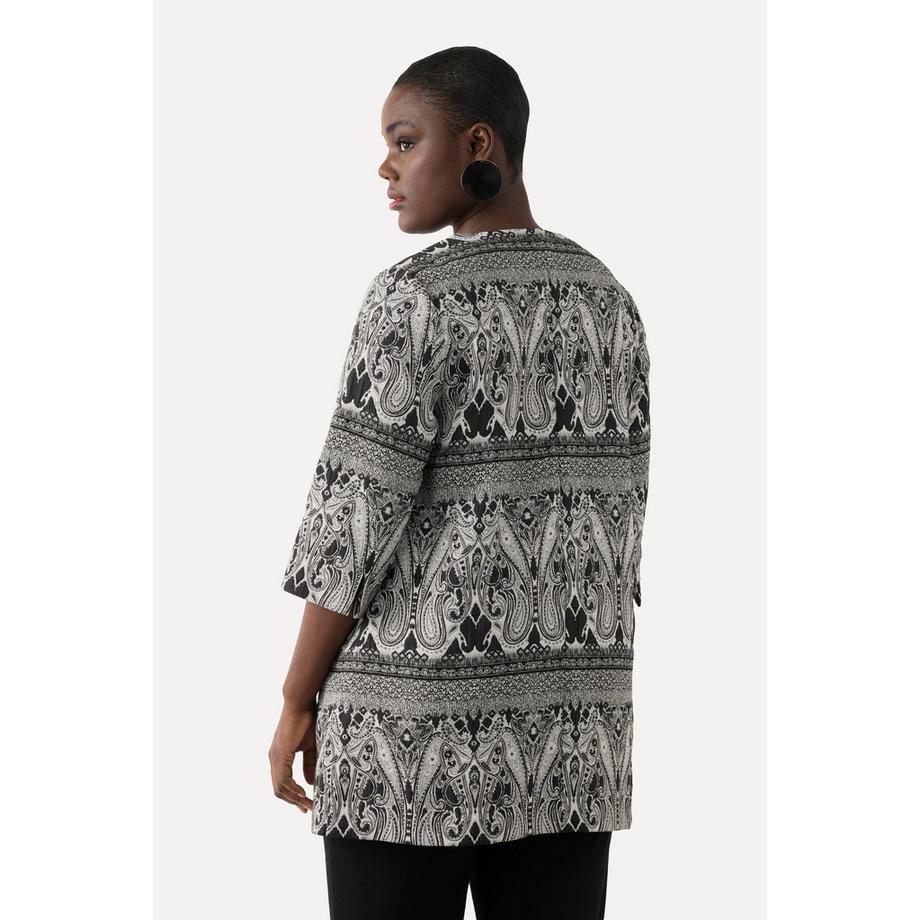 Ulla Popken Veste Paisley Col V Manches 3/4 Fermeture Agrafe  