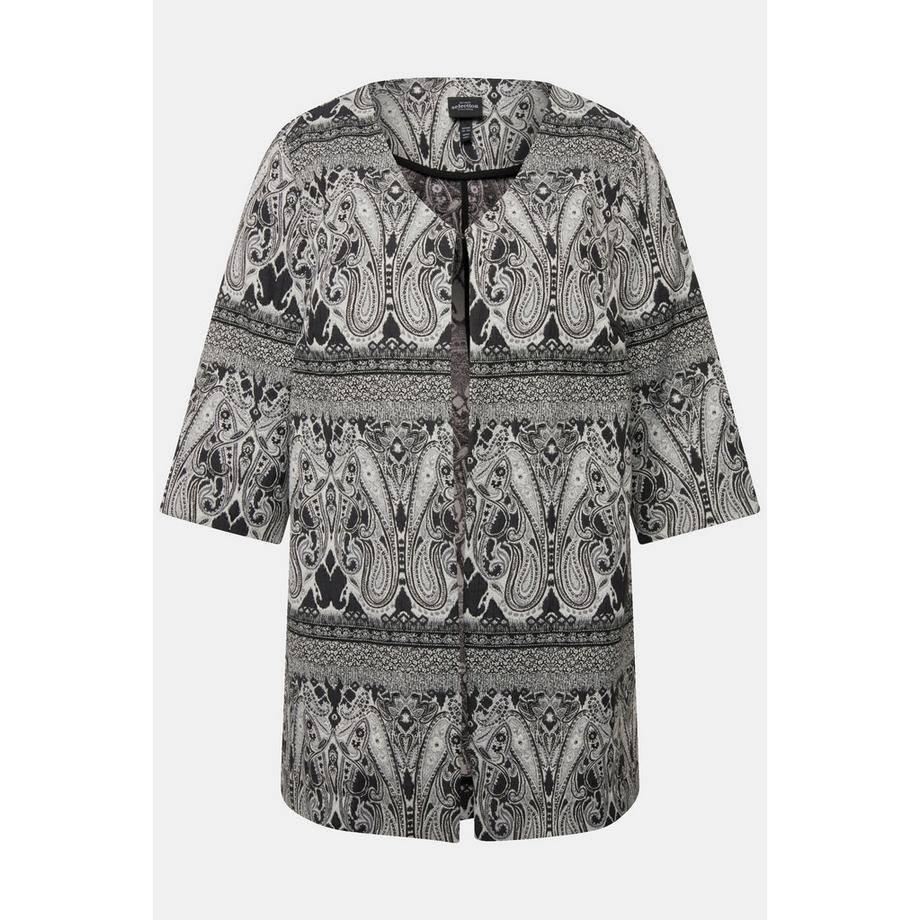 Ulla Popken Veste Paisley Col V Manches 3/4 Fermeture Agrafe  