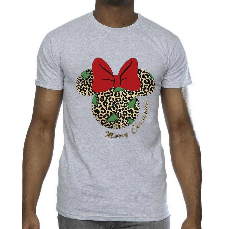 Disney Minnie Mouse Maglietta Natalizia Stampa Leopardata  